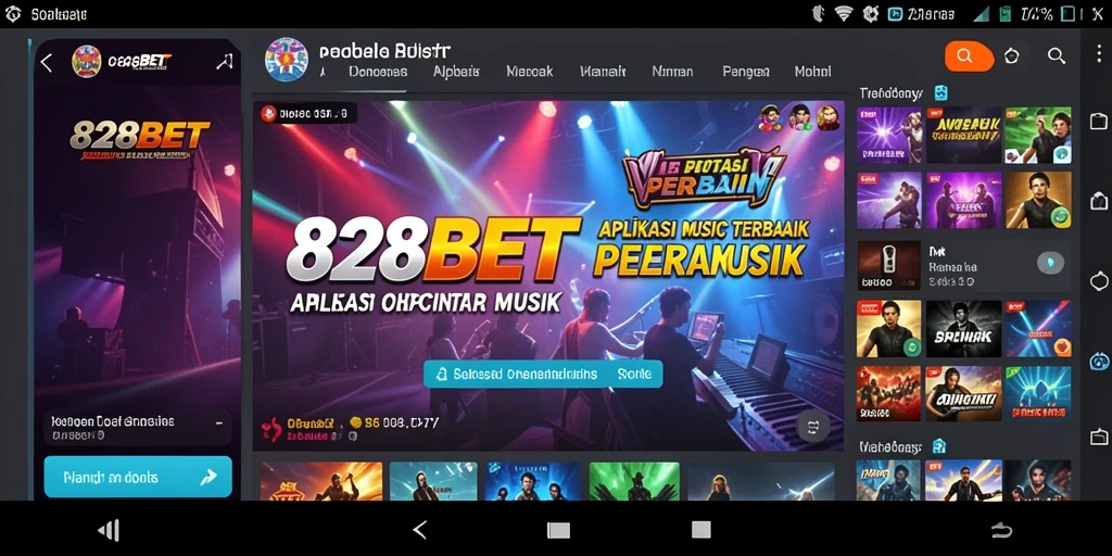 Screenshot utama 828BET menampilkan antarmuka musik yang menarik dan interaktif.