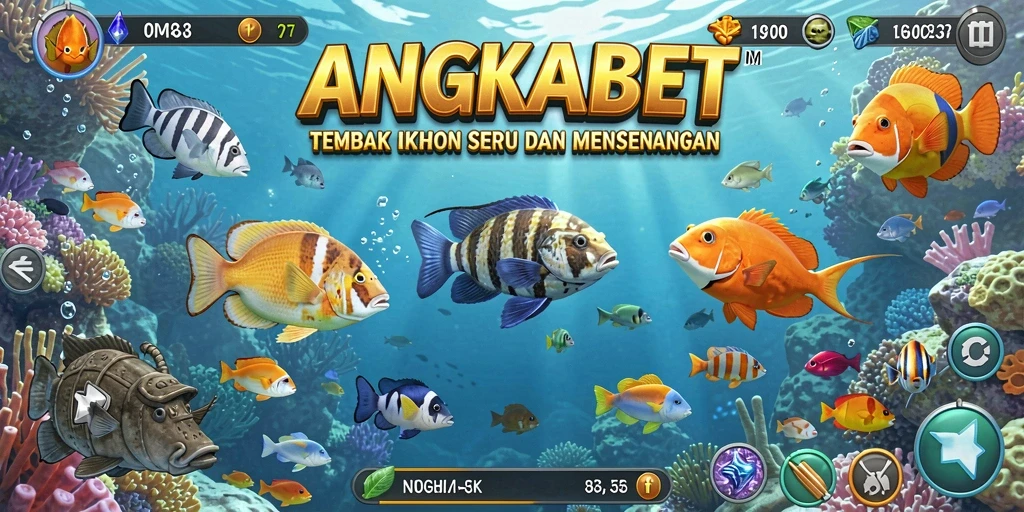 Tampilan gameplay ANGKABET yang penuh warna dan dinamika Tembak Ikan.