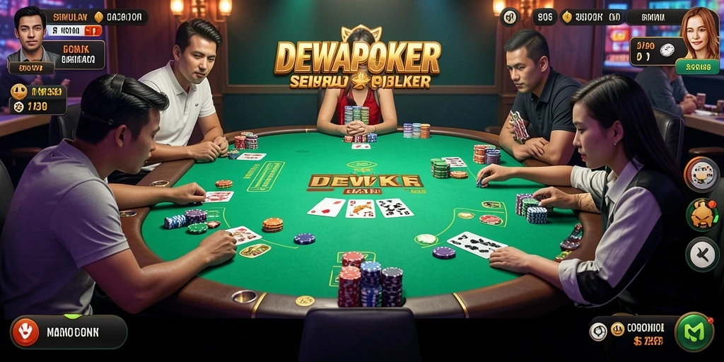 Screenshot DEWAPOKER menampilkan antarmuka permainan poker yang menarik.
