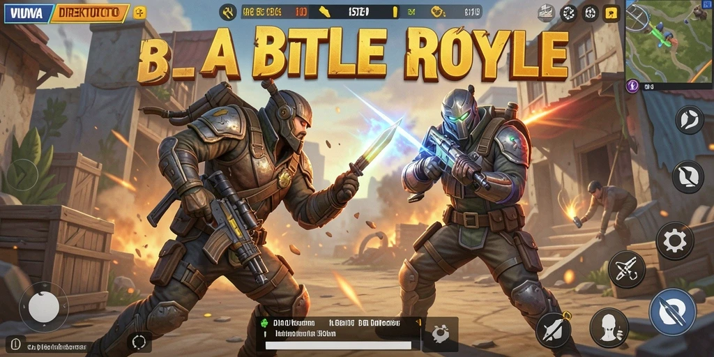 Tampilan gameplay seru dalam DIREKTURTOTO, menunjukkan aksi Battle Royale.