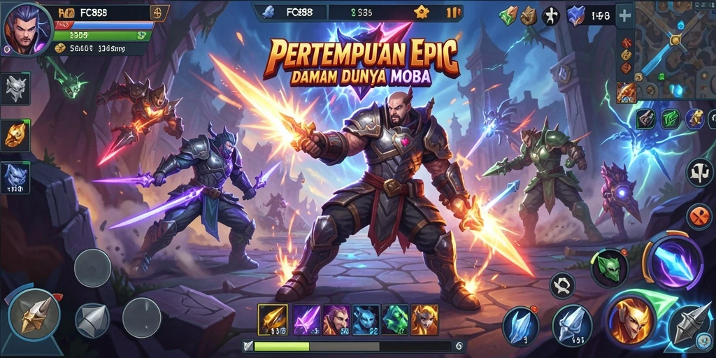 Tangkapan layar gameplay seru di FC888 dengan aksi MOBA intens.