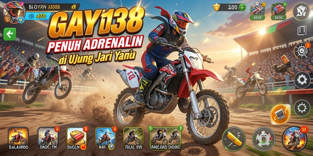 Tangkapan layar menampilkan aksi balapan seru dalam GAYO138.