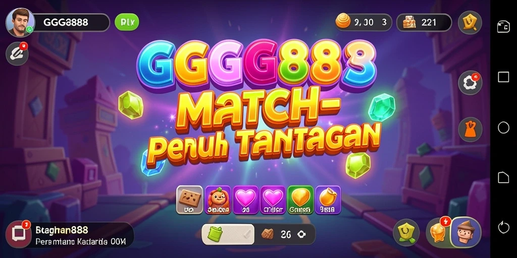 Screenshot GGG888 menunjukkan gameplay seru Match-3 yang menyenangkan.