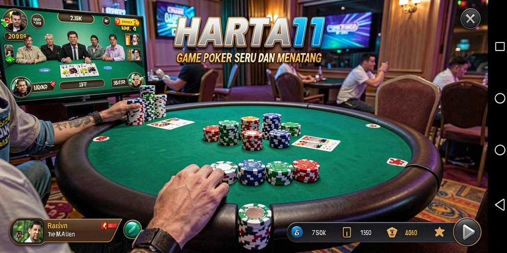 Tampilan gameplay HARTA11 yang menarik dengan suasana Poker yang nyata.