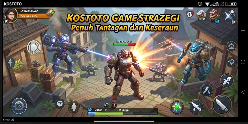 Tangkapan layar gameplay KOSTOTO yang menunjukkan strategi dan aksi luar biasa.