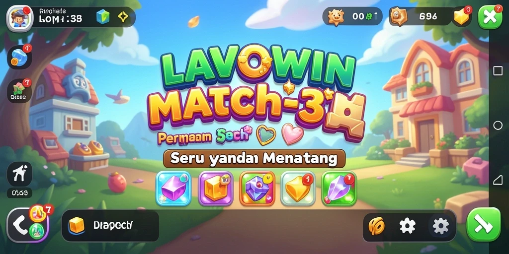 Tampilan gameplay LAVOWIN dengan puzzle match-3 yang menarik.