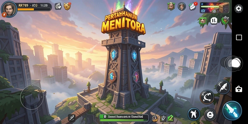 Tampilan gameplay <strong>RR789</strong> yang menegangkan dalam pertahanan menara.