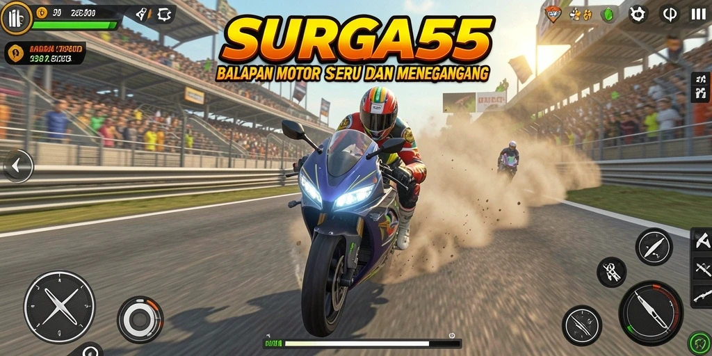 Tampilan balapan motor yang mendebarkan dalam SURGA55.
