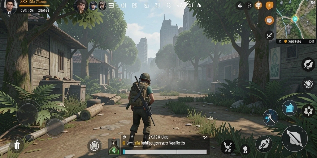 Screenshot gameplay ZK3 yang menunjukkan interaksi karakter dalam simulasi.